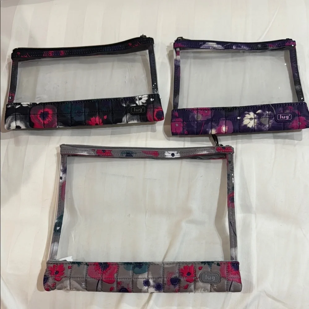 Lug Transparent Clear Envelope Floral Pouch Trio